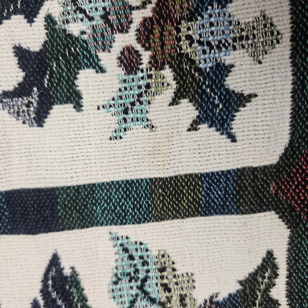 Vtg Goodwin Weavers Cotton Tapestry Throw Blanket Birds Fruit Botanical‎ USA